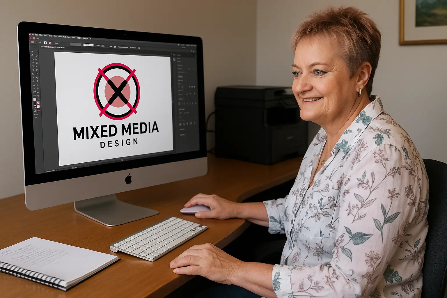 Kapiti Graphic Designer designing a brand identity on an Apple iMac.