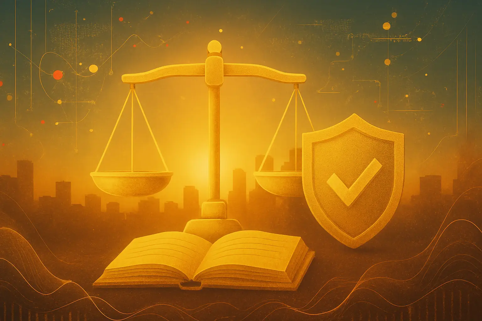 Scales of Justice and legal book symbolising website disclaimer information