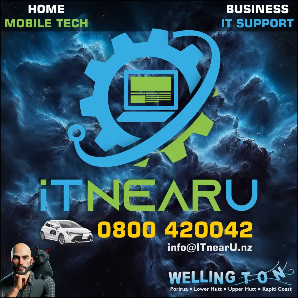 IT NEAR U consultant with company logo and contact details displayed